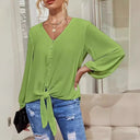 Chic V-Neck Blouse with Knot Detail for Women