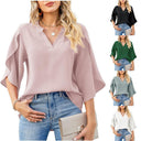 Chic V-Neck Blouse with Flared Sleeves