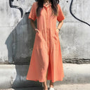 Button-Detail Women's Shirt Dress with Pockets