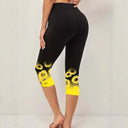 High-Waisted Women's Capri Leggings with Sunflower Print