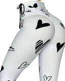 High-Waisted Graphic Heart Leggings for Women