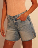 Trendy Denim Shorts for Women with Stud Accents and Fringed Hem