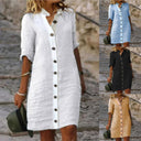 Stylish Women's Linen Dress with Button Details