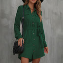 Women's Shirt Dress with Pockets & Tie Belt