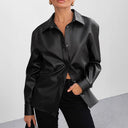 Chic Women's Faux Leather Blouse