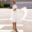 Chic A-Line Dress with Puff Sleeves