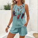 Creative Feather Design Women's Shorts with Elastic Waistband