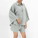 Chic Linen Blouse with Stylish Pockets for Women