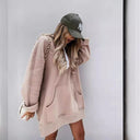 Chic Women's Hooded Dress with Pockets and Side Slits