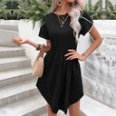 Chic Women's Dress with Elastic Waist & Decorative Sleeves