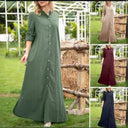Chic Women's Shirt Dress with Hidden Buttons and Pockets
