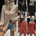 V-Neck Balloon Sleeve Women's Blouse