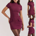 Chic Women's Short Sleeve Dress with Stylish Pockets