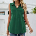 Chic Women's V-Neck Sleeveless Blouse with Collar