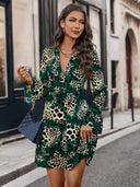 Stylish Women's Animal Print Short Sleeve Dress