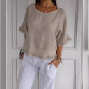 Chic Women's Blouse with Ruffled Hem