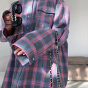 Women's Oversized Checked Shirt Blouse
