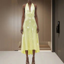 Shimmering V-Neck Midi Dress for Women