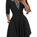 Chic Women's Dress with Waist Belt & Stylish Collar