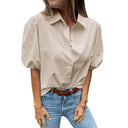 Chic Puff Sleeve Blouse with Classic Collar