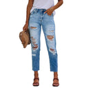 Trendy Destroyed Detail Women's Jeans