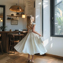 Women's A-Line Dress with Modern Details and Waist Emphasis