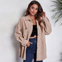 Women's Button-Up Corduroy Blouse with Relaxed Fit
