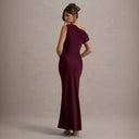 Asymmetrical Shoulder Women's Evening Dress - Chic Fitted Style