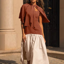 Chic Women's Dress with Flowing Overlay and Defined Waist