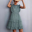 Women's Flowing Summer Dress with Ruffled Hems and Feminine Shape