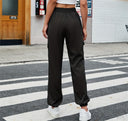 Women's Elastic Waist Cargo Pants with Side Pockets