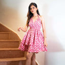 Chic Women's Deep V-Neck Dress with Flowy Skirt