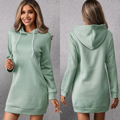 Chic Hooded Sweat Dress with Pockets