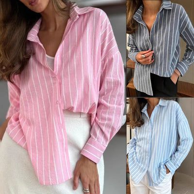 Striped Women's Blouse with Relaxed Fit