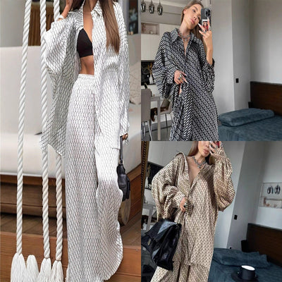 Stylish Women's Blouse Set with Geometric Design