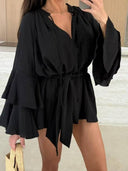 Chic Women's Kaftan Dress with Statement Sleeves and Waist Tie