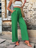 Chic Women's Pants with Elastic Waist and Pockets