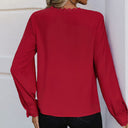 Chiffon Blouse with Lace Accents and Button Design