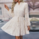 Boho Chic Women's Dress with Button Closure and Tie Belt