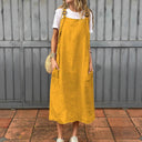 Stylish Women's Linen Strap Dress with Pockets