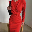 Chic Long Sleeve Wrap Dress with Flowing Design