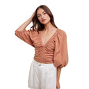 Chic Puff Sleeve Women's Cropped Blouse