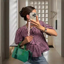 Striped Ruffle Blouse for Women