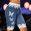 Floral Lace Butterfly Embellished Women's Shorts