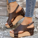 Women's Cork Platform Sandals with Fashionable Cutouts by Heidi-Mode