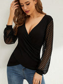 Women's Lace Sleeve Draped Blouse