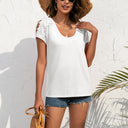 Floral Lace Trim Women's T-Shirt