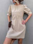 Chic Women's Short Sleeve Dress with Elastic Waist