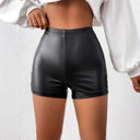 Chic High-Waist Faux Leather Shorts with Cut-Out Accents
