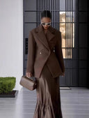 Chic Double-Breasted Blazer with High Collar